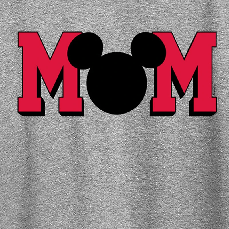 Mom Mickey Ears Womens Crew Neck Short Sleeve Regular Fit Mouse Graphic T-Shirt