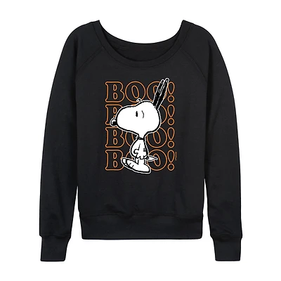 Snoopy Boo Halloween Womens Round Neck Long Sleeve Regular Fit Graphic T-Shirt