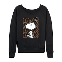 Snoopy Boo Halloween Womens Round Neck Long Sleeve Regular Fit Graphic T-Shirt