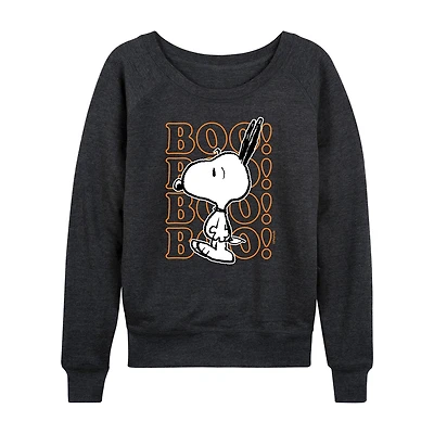 Snoopy Boo Halloween Womens Round Neck Long Sleeve Regular Fit Snoopy Graphic T-Shirt
