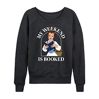 My Weekend Booked Womens Round Neck Long Sleeve Regular Fit Belle Graphic T-Shirt