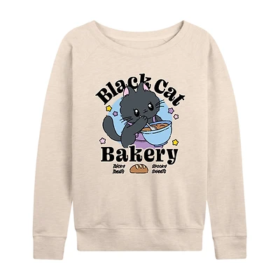 Black Cat Bakery Womens Crew Neck Long Sleeve Regular Fit Graphic T-Shirt