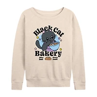Black Cat Bakery Womens Crew Neck Long Sleeve Regular Fit Graphic T-Shirt