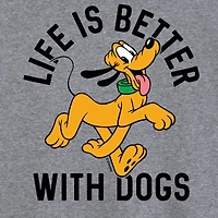 Pluto Life With Dogs Womens Crew Neck Short Sleeve Regular Fit Graphic T-Shirt