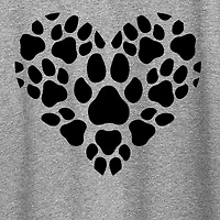 Pawprint Heart Womens Crew Neck Short Sleeve Regular Fit Graphic T-Shirt
