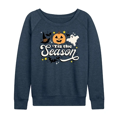 Tis The Season Fall Womens Boat Neck Long Sleeve Regular Fit Graphic T-Shirt