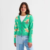 Shrek Ginger Bread Man Womens V Neck Long Sleeve Button Juniors Cardigan