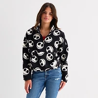 Womens Juniors Mock Neck Long Sleeve Nightmare Before Christmas Quarter-Zip Pullover