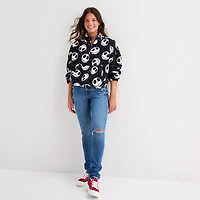 Womens Juniors Mock Neck Long Sleeve Nightmare Before Christmas Quarter-Zip Pullover
