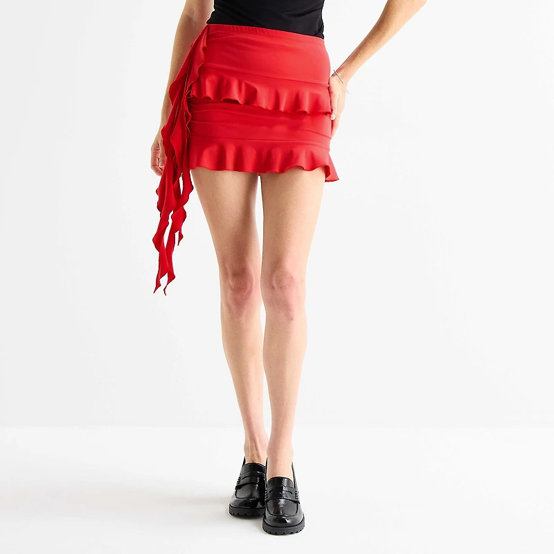Forever 21 Womens Juniors Low Rise Flared Skirt