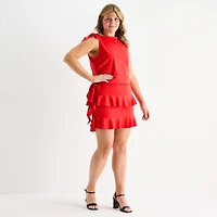 Forever 21 Womens Juniors Plus Low Rise Mini Flared Skirt