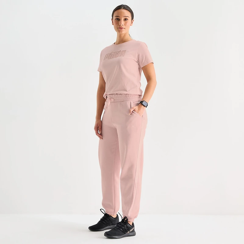 PUMA Womens Cuffed Regular Fit Fleece Active Jogger Pant