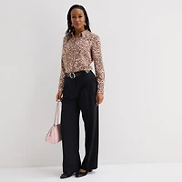 Liz Claiborne Womens Fitted Long Sleeve Regular Fit Button-Down Shirt