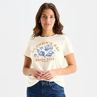 St. John's Bay Womens Crew Neck Short Sleeve Regular Fit Graphic T-Shirt
