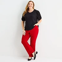 Liz Claiborne Womens Plus Crew Neck Short Sleeve Blouse