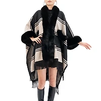 Karla Hanson Soft Ruana Womens Striped Poncho