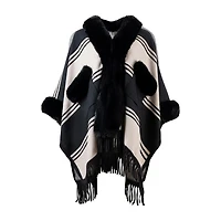 Karla Hanson Soft Ruana Womens Striped Poncho