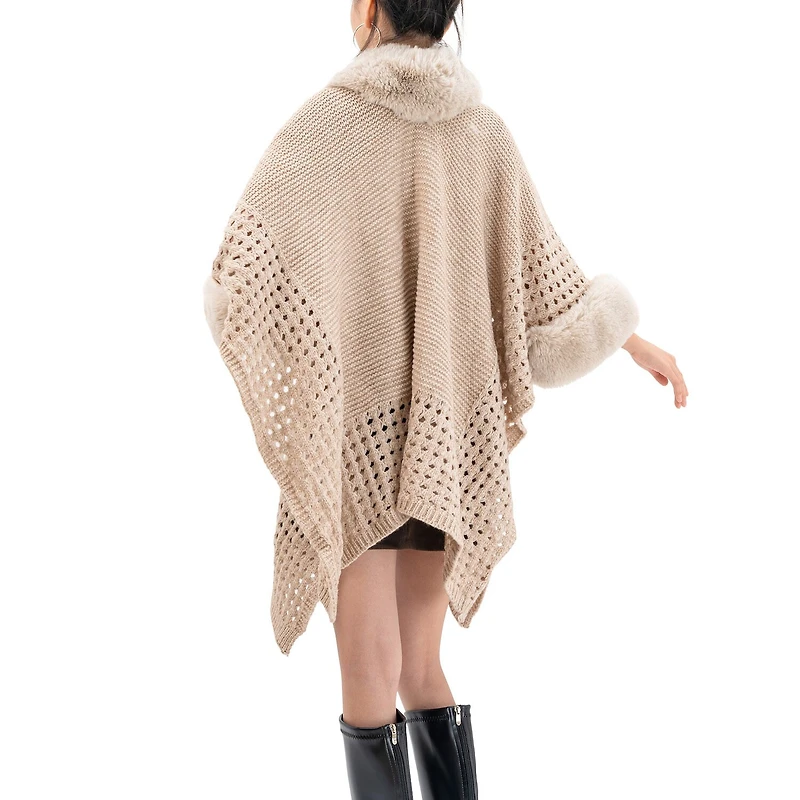 Karla Hanson Knit Ruana Womens Poncho