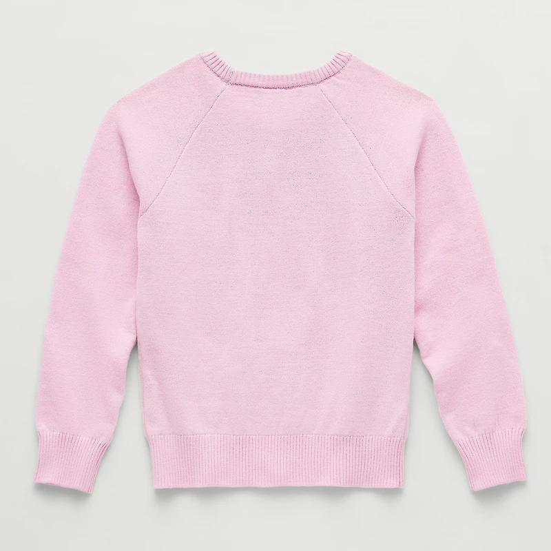 Little & Big Kid Girls Round Neck Long Sleeve Hello Kitty Pullover Sweater