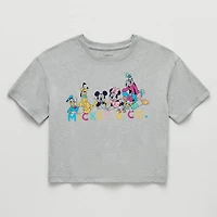 Little & Big Kid Girls Crew Neck Short Sleeve Regular Fit Mickey Mouse Graphic T-Shirt