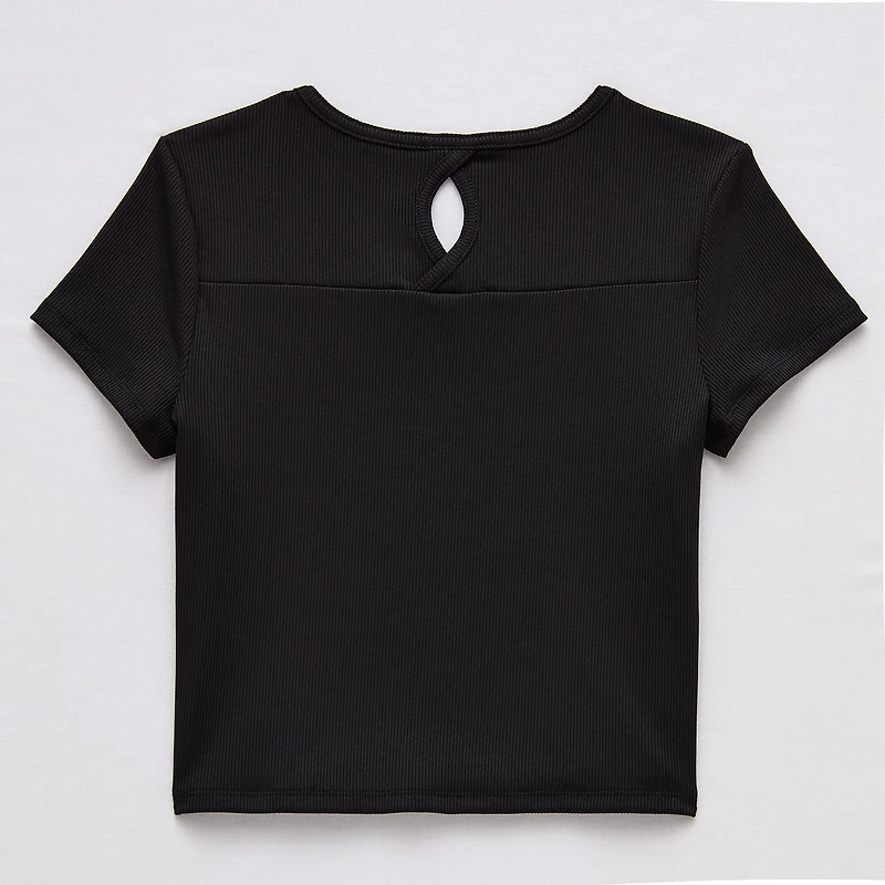 Xersion Rib Little & Big Kid Girls Scoop Neck Short Sleeve Active T-Shirt