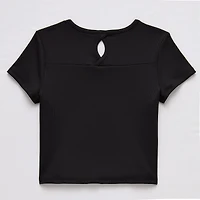 Xersion Rib Little & Big Kid Girls Scoop Neck Short Sleeve Active T-Shirt