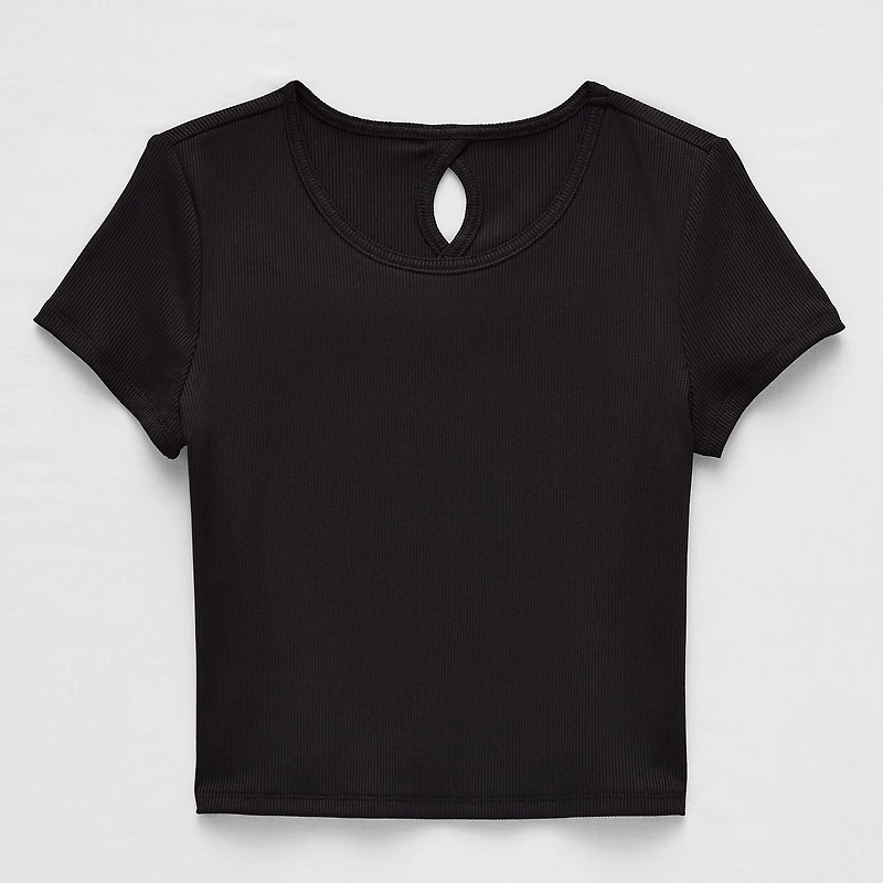 Xersion Rib Little & Big Kid Girls Scoop Neck Short Sleeve Active T-Shirt