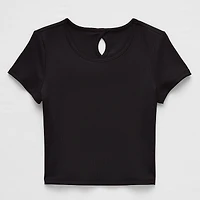 Xersion Rib Little & Big Kid Girls Scoop Neck Short Sleeve Active T-Shirt