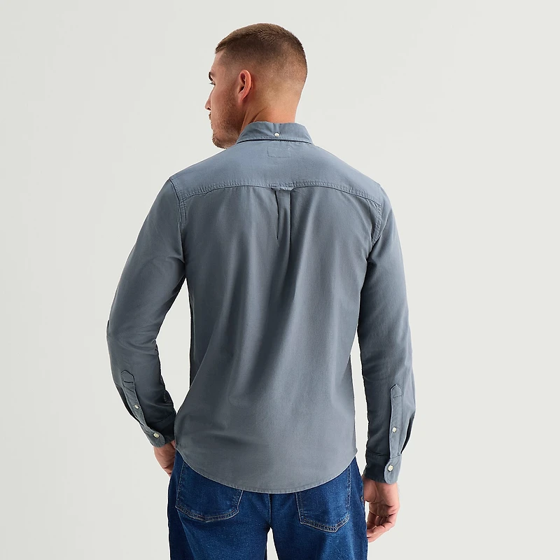 mutual weave Washed Oxford Mens Long Sleeve Classic Fit Button-Down Shirt