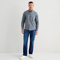 mutual weave Washed Oxford Mens Long Sleeve Classic Fit Button-Down Shirt