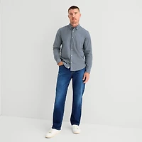 mutual weave Washed Oxford Mens Long Sleeve Classic Fit Button-Down Shirt