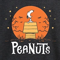 Peanuts Snoopy Dog House Halloween Womens Round Neck Long Sleeve Regular Fit Graphic T-Shirt