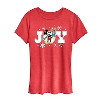 Disney Joy Mickey Womens Crew Neck Short Sleeve Regular Fit and Friends Graphic T-Shirt
