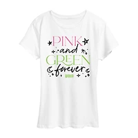 Wicked Pink And Green Womens Crew Neck Short Sleeve Regular Fit Graphic T-Shirt