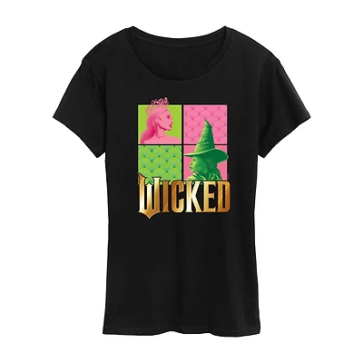 Wicked Elphaba Glinda Womens Crew Neck Short Sleeve Regular Fit Graphic T-Shirt