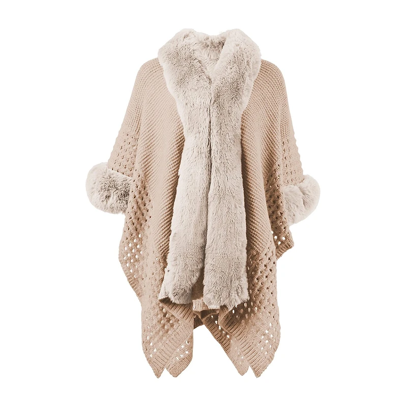 Karla Hanson Knit Ruana Womens Poncho