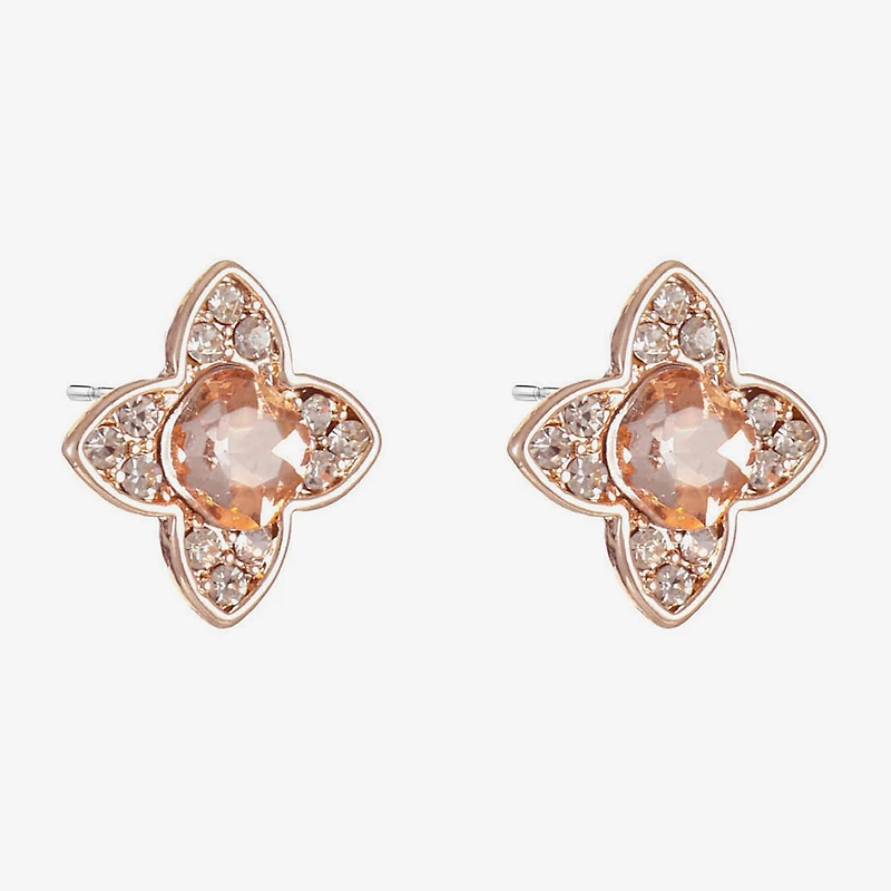 Monet Jewelry Orange 15mm Clover Stud Earrings
