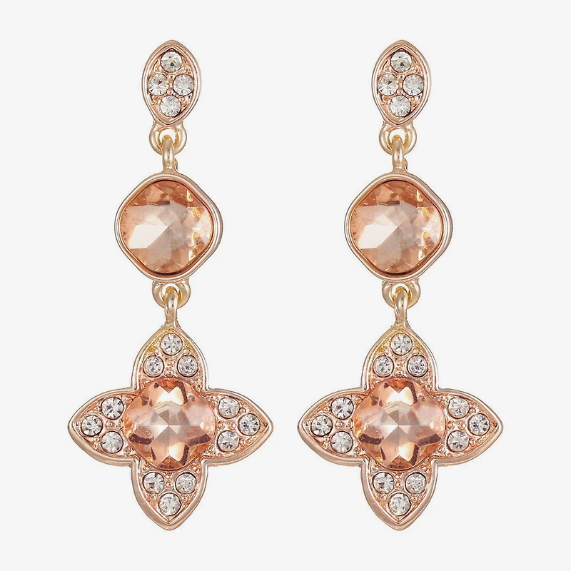 Monet Jewelry Womens Orange Clover Hypoallergenic Drop Earrings