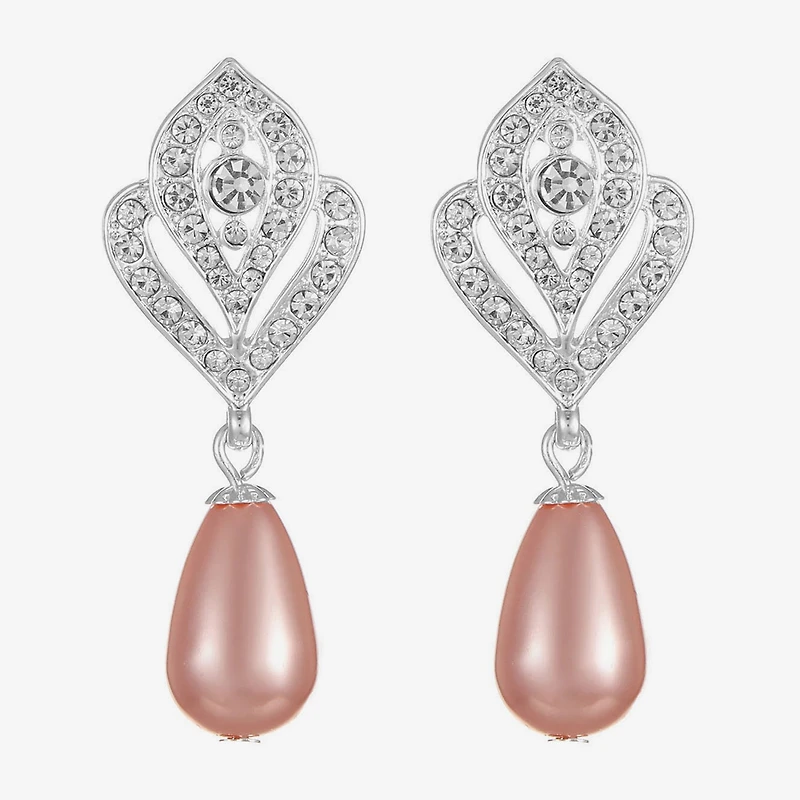 Monet Jewelry Timeless Womens Glass Simulated Pearl Round Hypoallergenic Drop Earrings