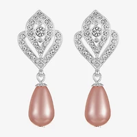 Monet Jewelry Timeless Womens Glass Simulated Pearl Round Hypoallergenic Drop Earrings