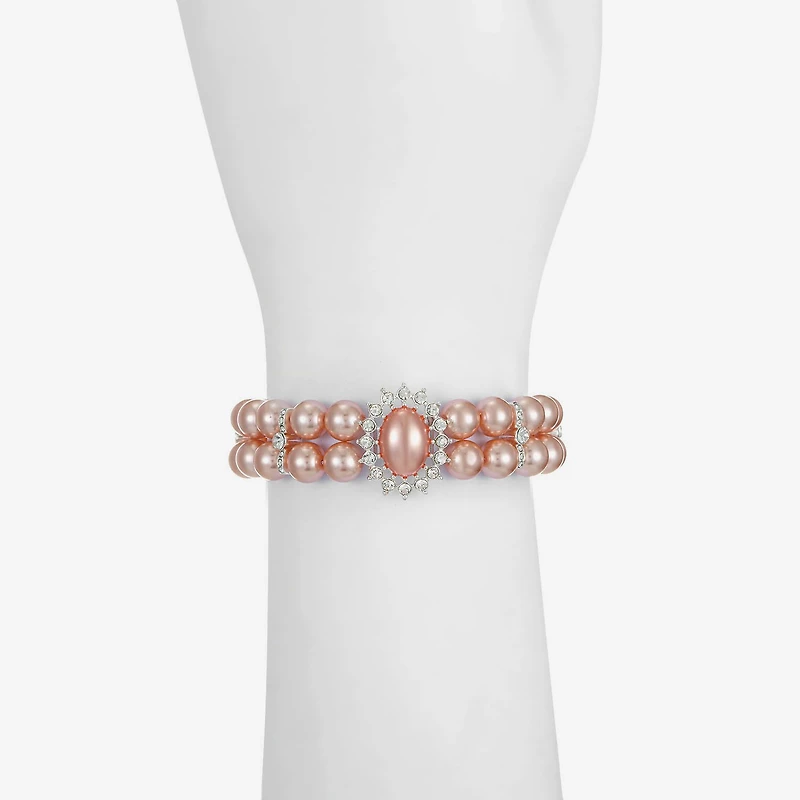 Monet Jewelry Timeless Womens Glass Simulated Pearl Round Stretch Bracelet