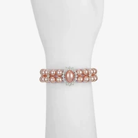 Monet Jewelry Timeless Womens Glass Simulated Pearl Round Stretch Bracelet