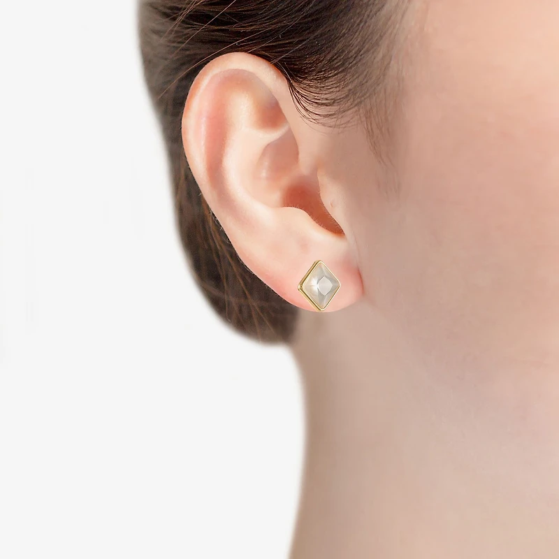 Monet Jewelry Glass 11mm Square Stud Earrings