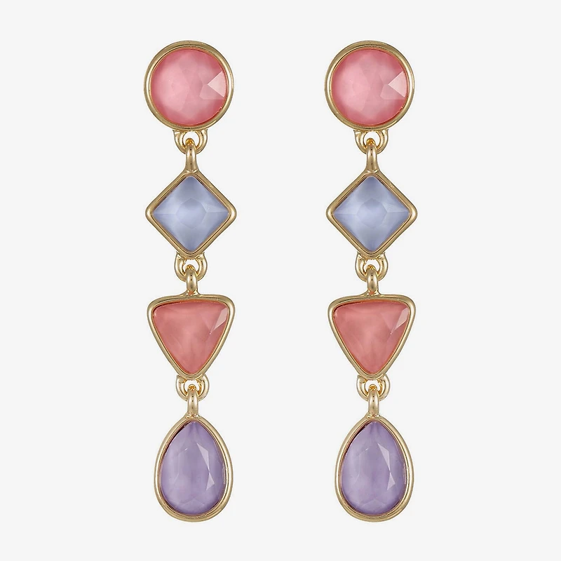 Monet Jewelry Womens Glass Round Square Hypoallergenic Drop Earrings