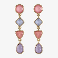 Monet Jewelry Womens Glass Round Square Hypoallergenic Drop Earrings