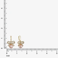 Monet Jewelry Gold Tone Womens Glass Simulated Pearl Bow Drop Earrings