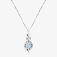 Limited Quantities! Womens Genuine Blue Aquamarine Sterling Silver Oval 18 Inch Pendant Necklace