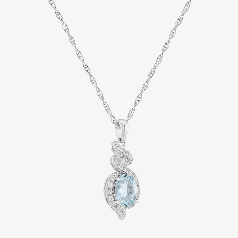 Limited Quantities! Womens Genuine Blue Aquamarine Sterling Silver Oval 18 Inch Pendant Necklace