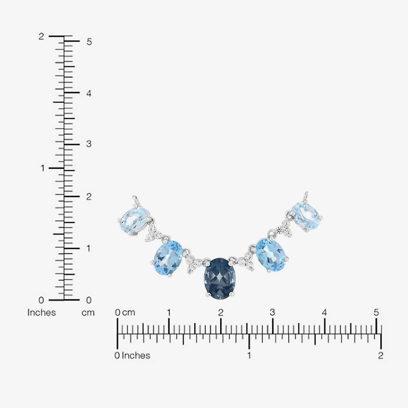 Limited Quantities! Womens Genuine Blue Topaz Sterling Silver 18 Inch Pendant Necklace