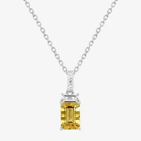 Limited Quantities! Womens Genuine Yellow Citrine Sterling Silver 18 Inch Pendant Necklace